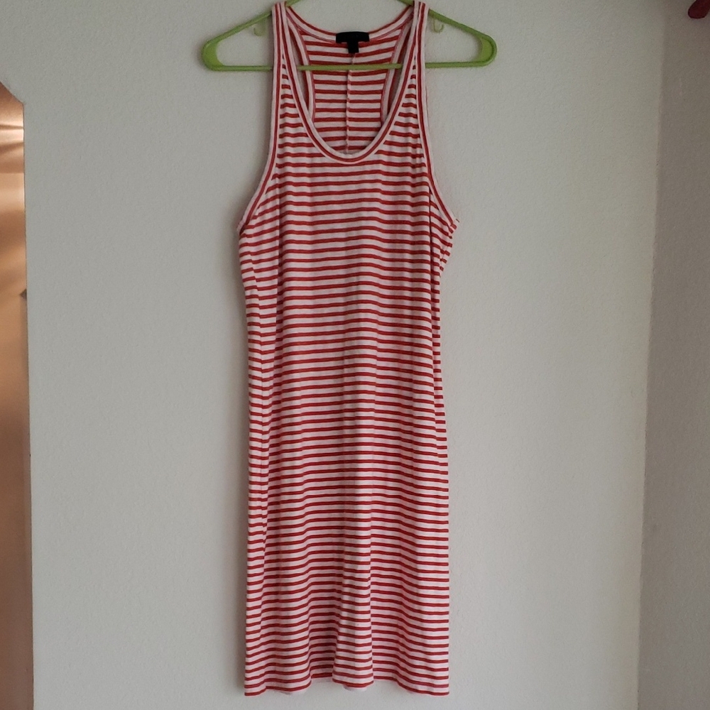 Red and White Striped Sleeveless Dress